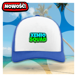 Niebieska czapka XEMIO SQUAD z napisem w stylu Roblox
