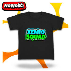 Czarna koszulka XEMIO SQUAD z neonowym napisem inspirowanym Roblox