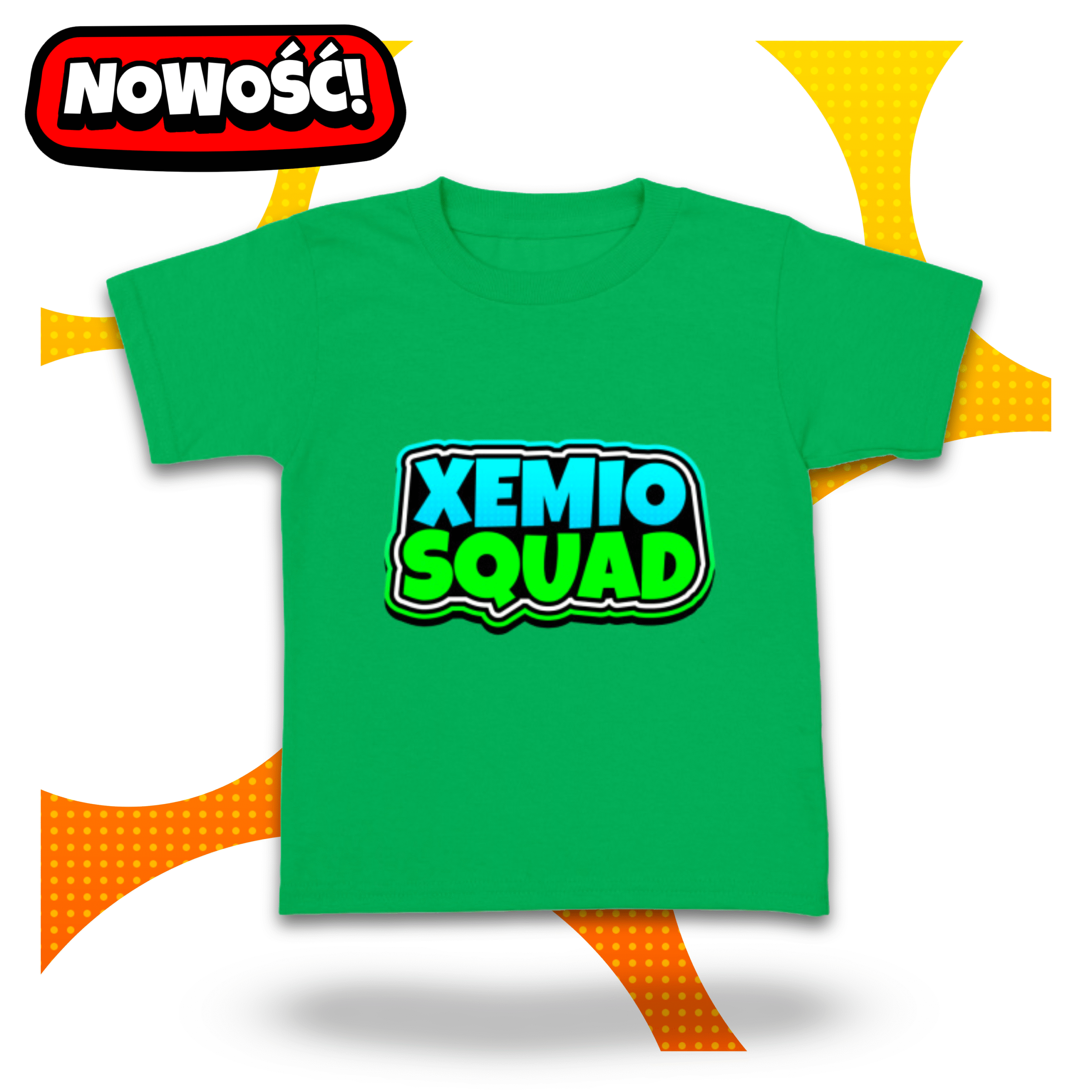 Zielona koszulka XEMIO SQUAD z kolorowym napisem Roblox