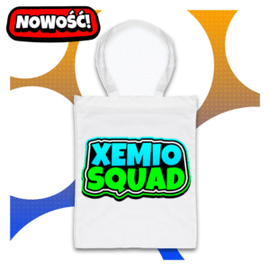 Biała torba XEMIO SQUAD z kolorowym napisem stylizowanym na Roblox
