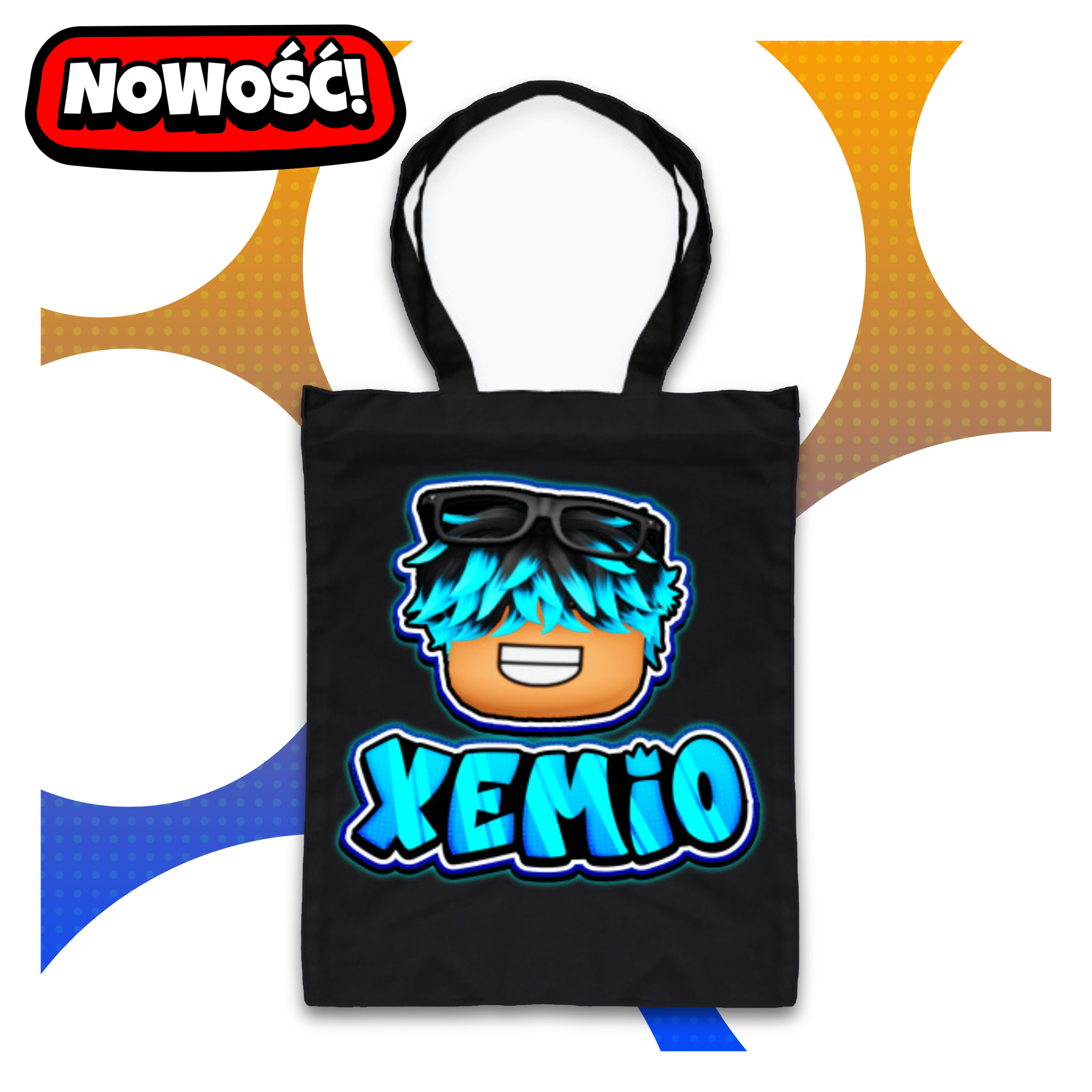 Torba XEMIO w kolorze czarnym z grafiką postaci w stylu Roblox