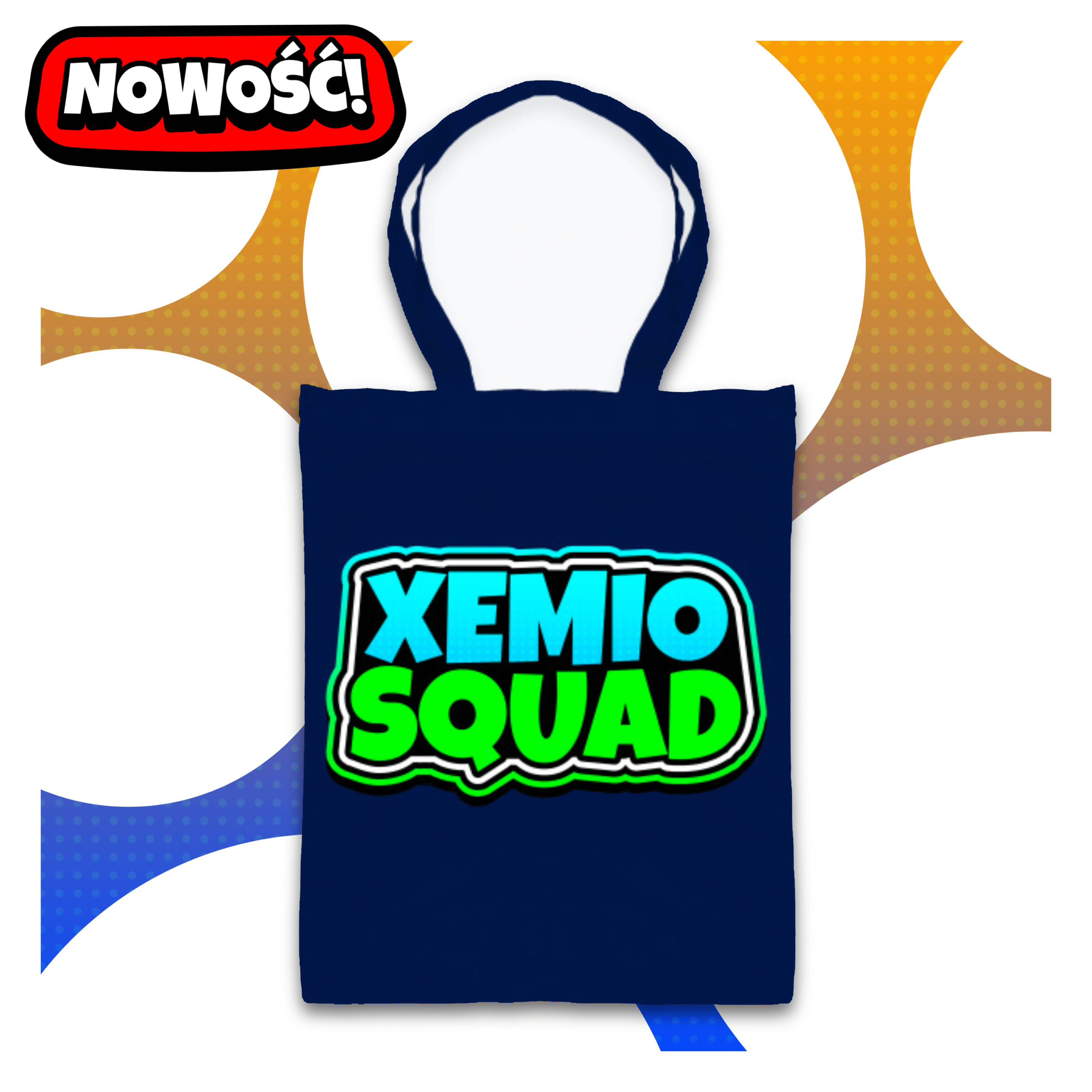Niebieska torba XEMIO SQUAD z kolorowym napisem inspirowanym Robloxem