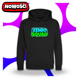 Czarna bluza z kapturem XEMIO SQUAD z neonowym napisem styl Roblox