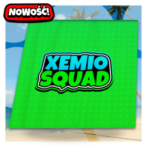 Ręcznik plażowy XEMIO SQUAD z neonowo-zielonym napisem w stylu Roblox